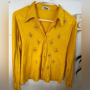 Vintage Famos embroidered button blouse